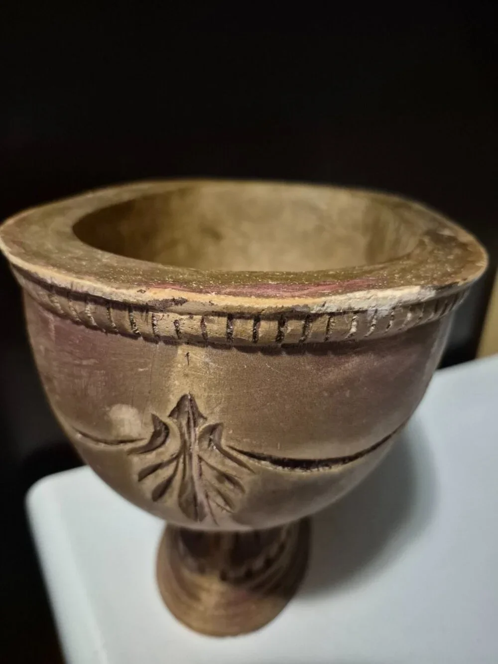 VINTAGE CARVED WOODEN VESSEL
